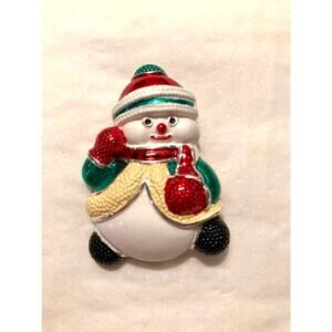 Vintage Best Roly Poly Snowman Brooch Christmas Holiday Festive Pin or Pendant